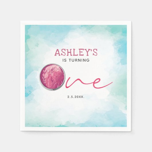 Ice Cream Waterverf First Birthday Servet (Voorkant)