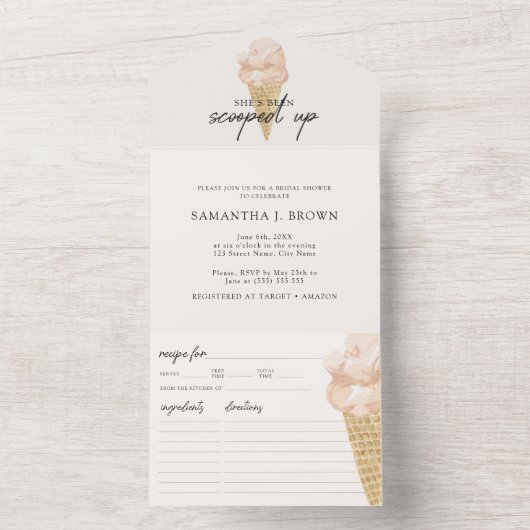 Ice Cream Waterverf Leuk Casual Vrijgezellenfeest All In One Uitnodiging (Binnen)