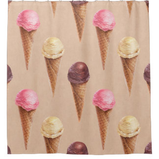 Ice Cream Waterverf Naadloze Illustratie Douchegordijn