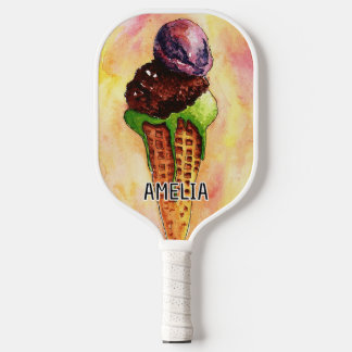 Ice Cream Waterverf Pickleball Paddle