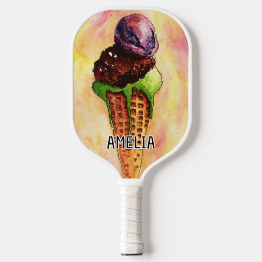 Ice Cream Waterverf Pickleball Paddle (Voorkant)