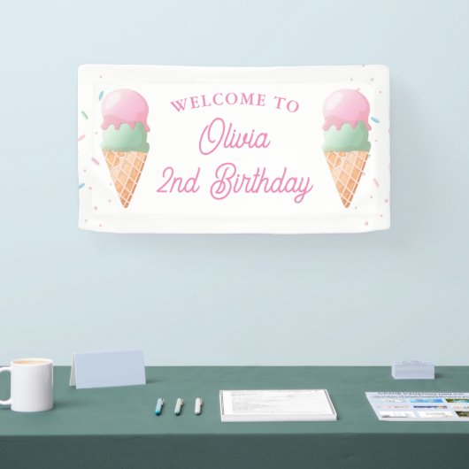 Ice Cream Welkom Verjaardagsbanner Spandoek (Beurs)