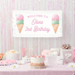 Ice Cream Welkom Verjaardagsbanner Spandoek