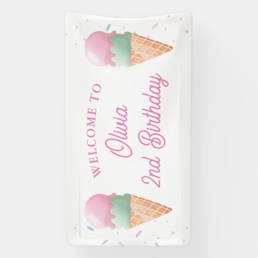 Ice Cream Welkom Verjaardagsbanner Spandoek (Verticaal)