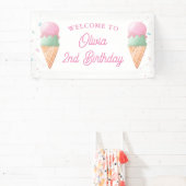 Ice Cream Welkom Verjaardagsbanner Spandoek (Insitu)