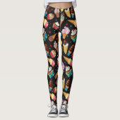 Ice Cream Whimsical Patterted Leggings Black (Voorkant)