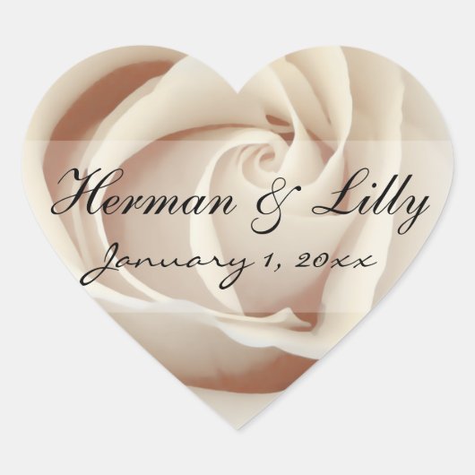 Ice Cream White Rose Persoonlijk huwelijk Hart Sticker (Voorkant)
