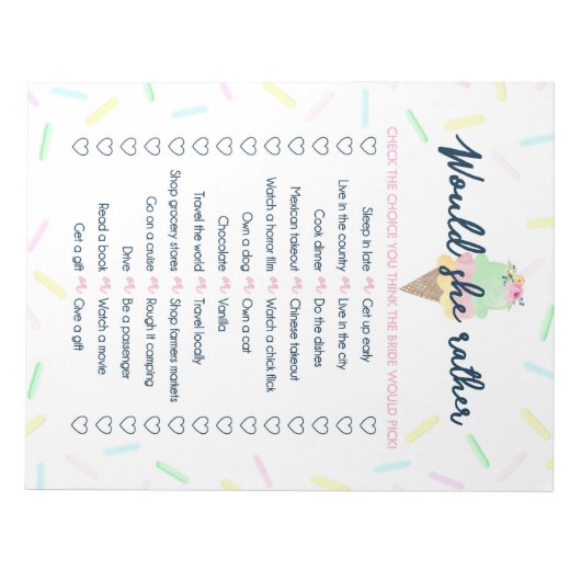 Ice Cream wil dat ze liever Vrijgezellenfeest Game Notitieblok (Voorkant)