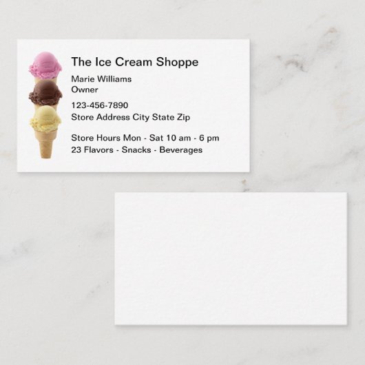 Ice Cream-winkels Visitekaartjes (Voorkant / Achterkant)