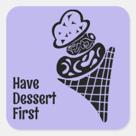 Ice Cream Woodcut Vierkante Sticker