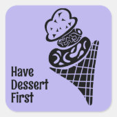 Ice Cream Woodcut Vierkante Sticker (Voorkant)