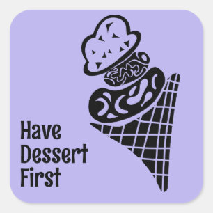 Ice Cream Woodcut Vierkante Sticker