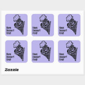 Ice Cream Woodcut Vierkante Sticker (Vel)