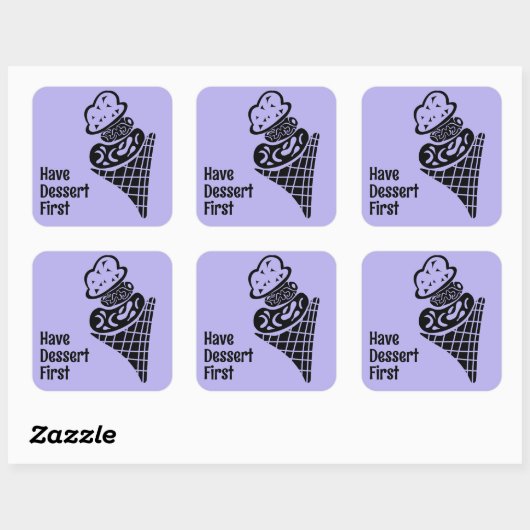 Ice Cream Woodcut Vierkante Sticker (Vel)