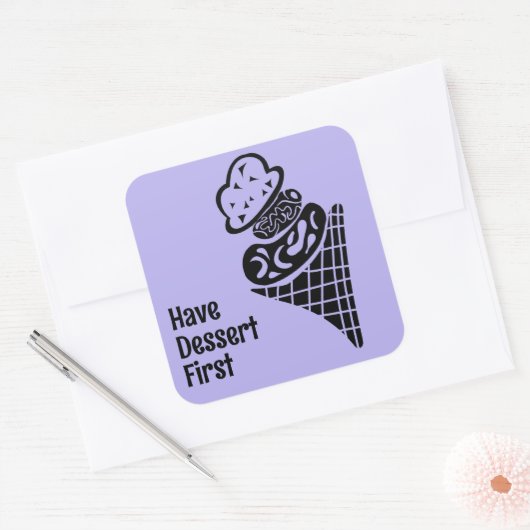 Ice Cream Woodcut Vierkante Sticker (Envelop)
