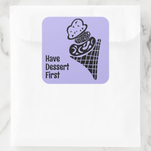 Ice Cream Woodcut Vierkante Sticker (Tas)