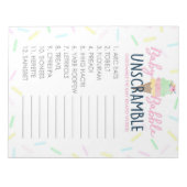 Ice Cream Word Unscramble Baby shower Game Pack Notitieblok (Voorkant)