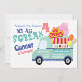Ice Cream You Scream Fourth Birthday Invitations Kaart (Voorkant)