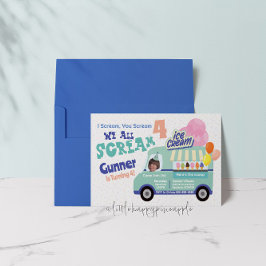 Ice Cream You Scream Fourth Birthday Invitations Kaart