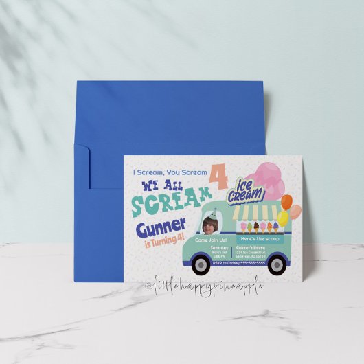 Ice Cream You Scream Fourth Birthday Invitations Kaart