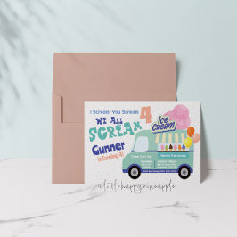 Ice Cream You Scream Fourth Birthday Invitations Kaart