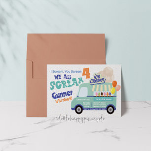 Ice Cream You Scream Fourth Birthday Invitations Kaart