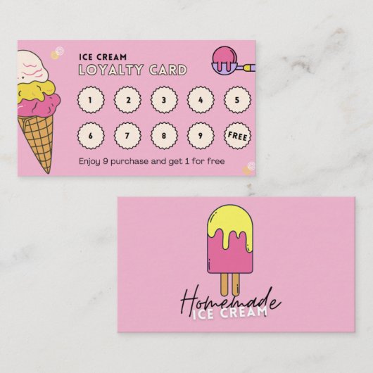 Ice Cream Yummy Ice Cream Good - Loyalty Kaart (Voorkant / Achterkant)