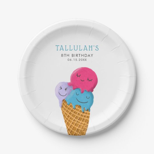 Ice Cream Zomer Verjaardagsfeest Papieren Bordje (Voorkant)