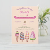 Ice Creams , Cones Birthday Invitation Kaart (Staand voorkant)