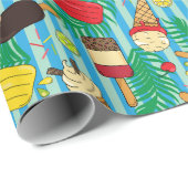 Ice Creams Popsicles Fruit Salad Patroon Cadeaupapier (Rol Hoek)