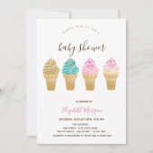 Ice Creams roze gestreept Baby shower Kaart (Voorkant)