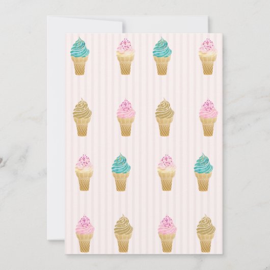 Ice Creams roze gestreept Baby shower Kaart (Achterkant)