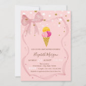 Ice Creams Stars Pink Bow Baby shower Kaart (Voorkant)