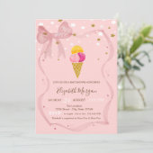 Ice Creams Stars Pink Bow Baby shower Kaart (Staand voorkant)