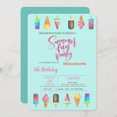 Ice Creams Summer Birthday Kaart (Voorkant / Achterkant)