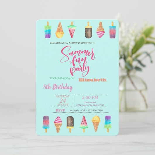 Ice Creams Summer Birthday Kaart (Staand voorkant)