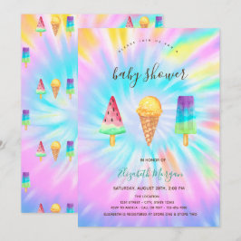 Ice Creams Summer Tie Dye Baby shower Kaart