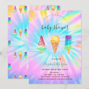 Ice Creams Summer Tie Dye Baby shower Kaart