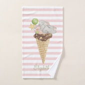 Ice crème Baby Elephant roze stripes Bad Handdoek (Handdoek)