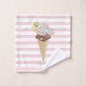 Ice crème Baby Elephant roze stripes Bad Handdoek (Wasdoekje)
