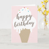 Ice crème, blij met gevouwen groet kaart (Gele Bloem)