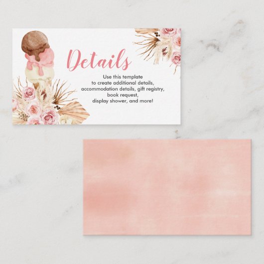 Ice crème Boho - Baby shower Invoegen Kaart (Voorkant / Achterkant)