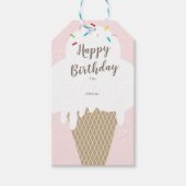 Ice crème cone blije verjaardag roze cadeau labels cadeaulabel (Voorkant)