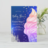 Ice crème Cone Confetti Royal Blue Baby shower Kaart (Staand voorkant)
