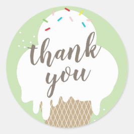 Ice crème cone green kinderen dank u ronde sticker