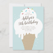 Ice crème cone kinder blue verjaardagsfeestje kaart (Voorkant)