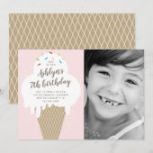 Ice crème cone kinder fotoverjaarfeest kaart (Voorkant / Achterkant)