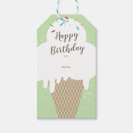 Ice crème Cone Script Happy Birthday Cadeaulabel