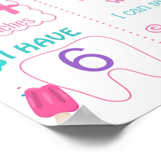 Ice crème First Birthday milestone sign. Poster (Hoek)