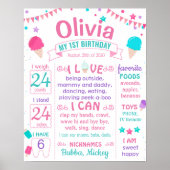 Ice crème First Birthday milestone sign. Poster (Voorkant)